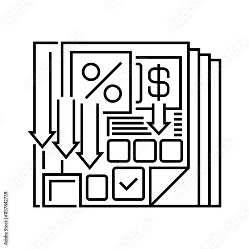 Tax Reduction Line Icon. linear style sign for mobile concept and web design. Outline vector icon.