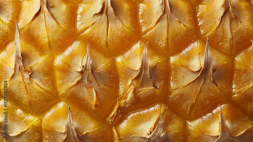 Macro Texture of Fresh Pineapple Skin with Hexagonal Segments Macro Texture of Fresh Pineapple Skin with Hexagonal Segments
