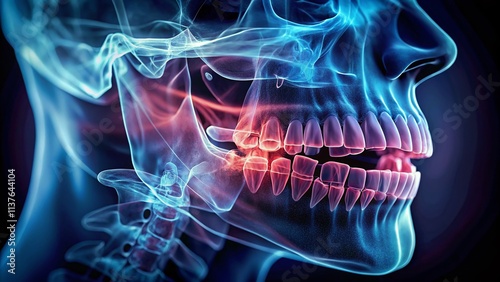 Wallpaper Mural Jawbone X-Ray: Medical Imaging, Dental Radiography, Anatomy, Human Skeleton, Skull, Maxilla, Mandible, Temporomandibular Joint, Bone Structure, Radiology Torontodigital.ca