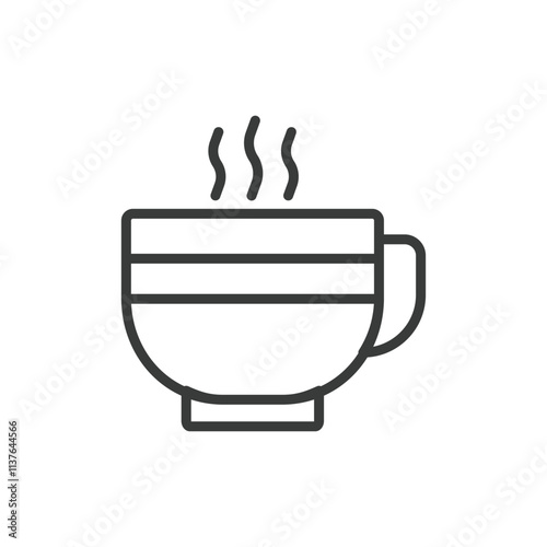 Cup of hot, icon in line design. Cup, hot, coffee, tea, drink, warm, beverage on white background vector. Cup of hot, icon in line design editable stroke icon