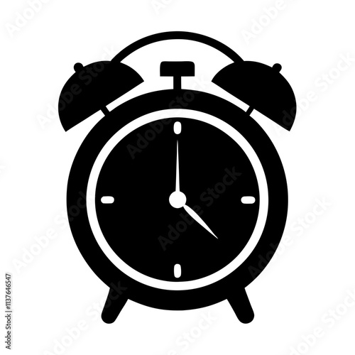 Alarm clock black & white vector art, Clock modern style silhouette illustration, Modern clock vector design
