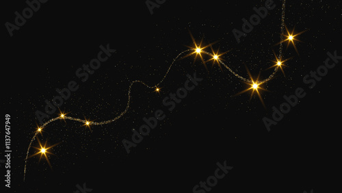 Gold glittering confetti wave and stardust