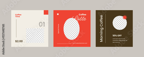 Coffee shop social media post template collection