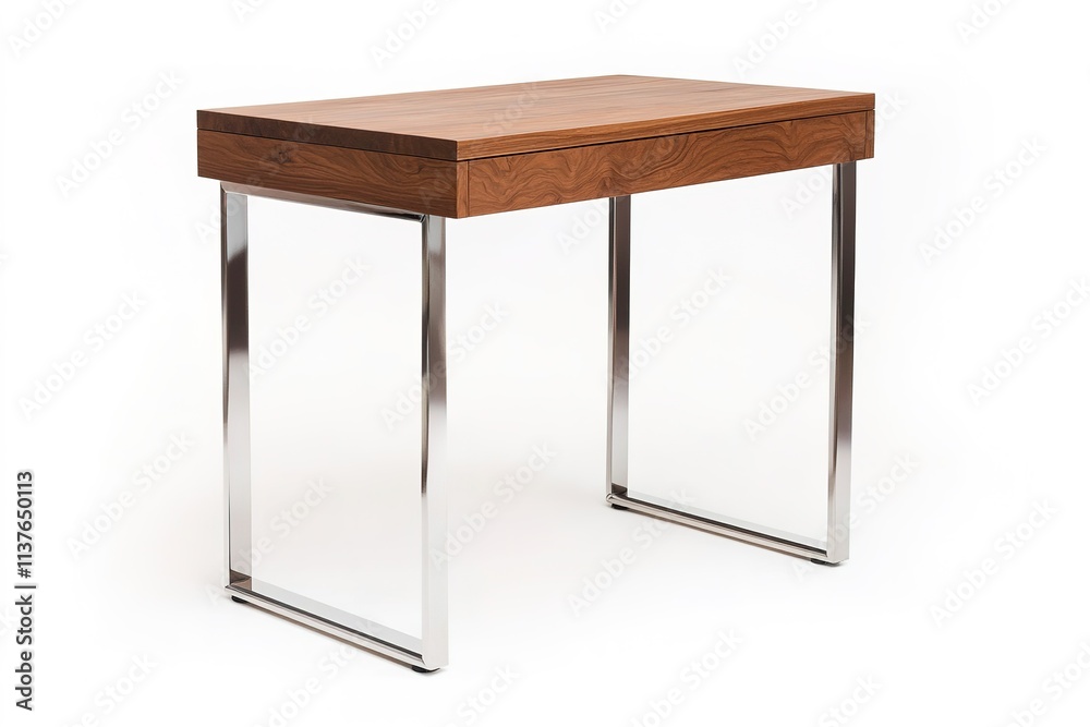 Modern wood top table with sleek metal legs Modern wood top table with sleek metal legs