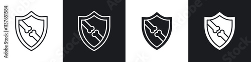 Strong healthy bones icons collection in black filled and line style.