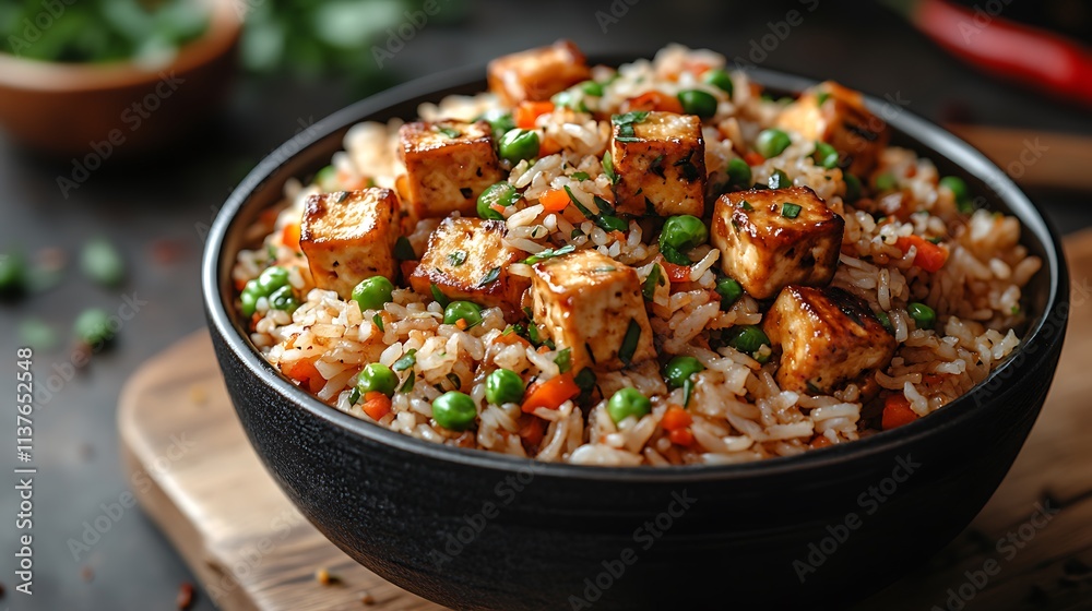 Savory Tofu Vegetable Rice Bowl Delightful Dish Savory Tofu Vegetable Rice Bowl Delightful Dish