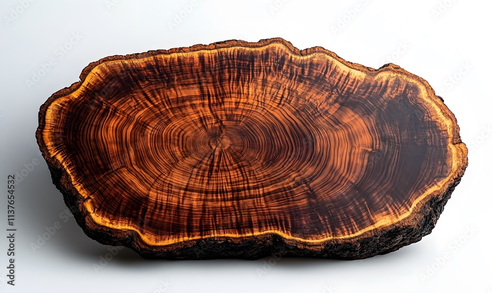 Polished cross section of a tree trunk reveals intricate growth rings Polished cross section of a tree trunk reveals intricate growth rings