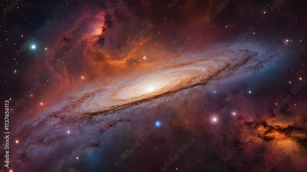 Fototapeta premium Nebula and galaxies in space. Abstract cosmos background. Universe science astronomy.