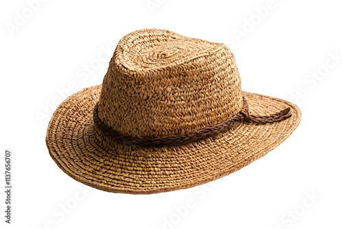 Straw hat isolated on white or transparent background, clipping path