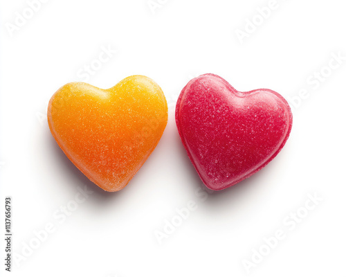 Colorful heart-shaped candies sweet treats food photography studio setting close-up love symbolism