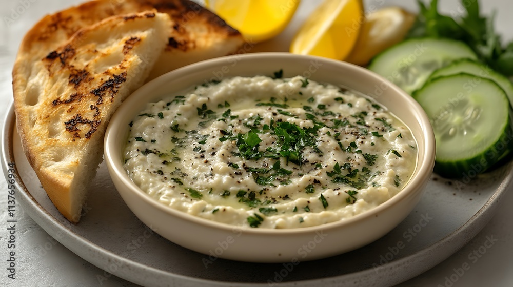 Creamy White Bean Dip with Toasted Bread and Cucumbers Creamy White Bean Dip with Toasted Bread and Cucumbers