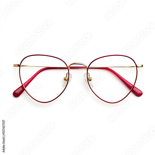 Fashion-forward red glasses showcased in bright studio product photography