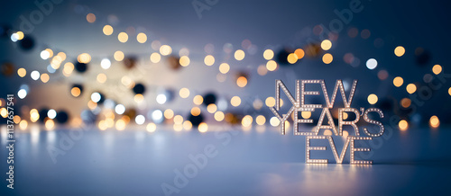 NYE New Years Eve Celebration Sign - Defocused Lights 