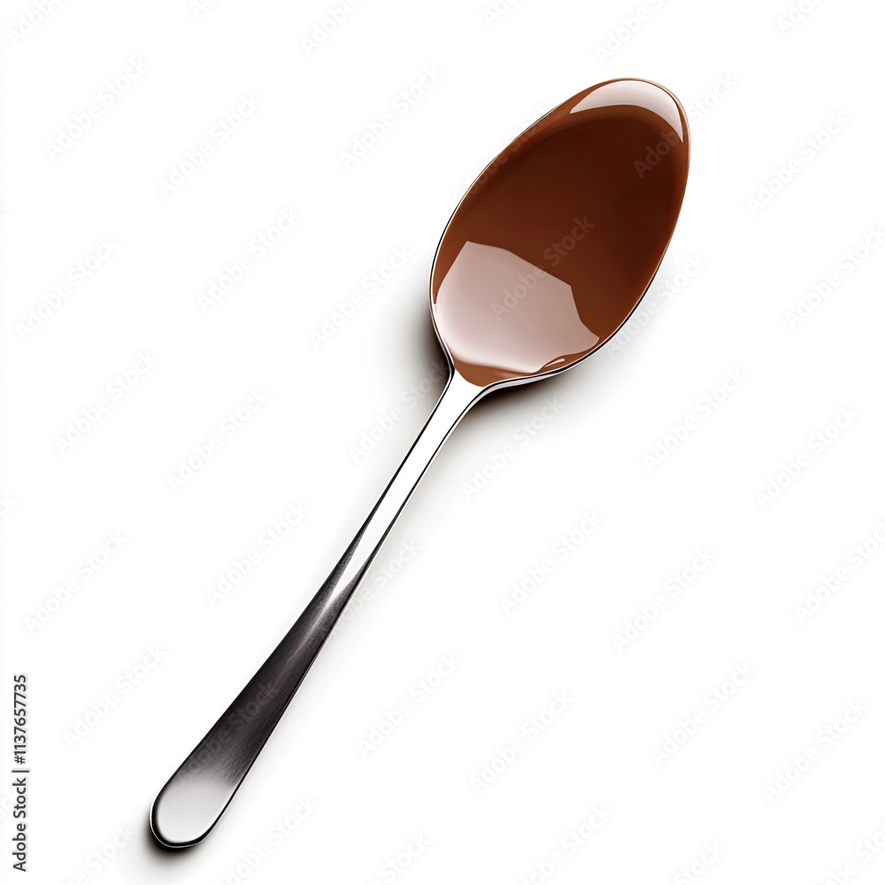 Spoon with chocolate mixture kitchen close-up photography indoor top-down view culinary delight
