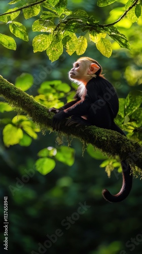 Portrait of Capuchin Monkey in Tropical Tree photo