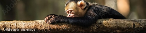 Portrait of Capuchin Monkey in Tropical Tree photo