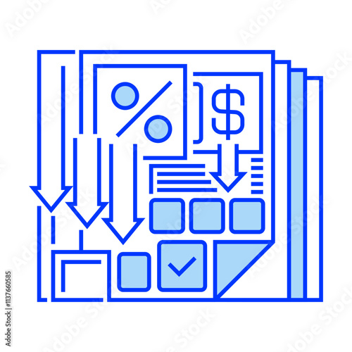 Tax Reduction Line Icon. linear style sign for mobile concept and web design. Outline vector icon.