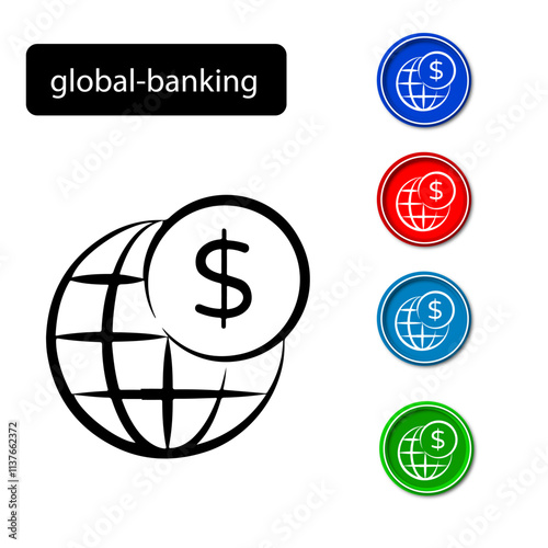 Global banking vector art icon Illustration of Global Money Exchange,