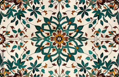 Colorful vintage surface with an old oriental pattern. The background is a texture that has a decorative value. For overlay or texture designs photo