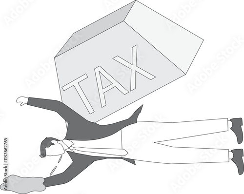 Huge letter TAX overwhelms the businessman, tax burden or debt payment, tax period, tax issues, tax concepts