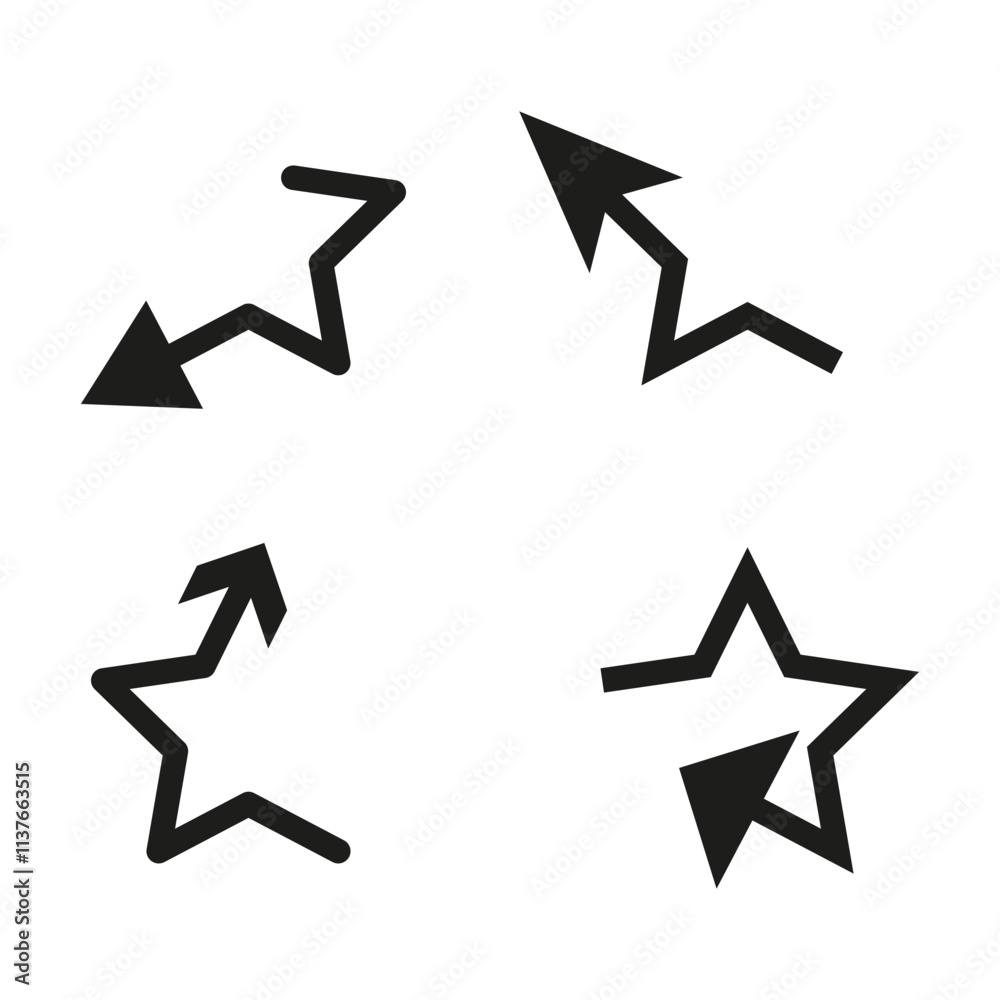 Star and arrow. Navigation vector icon. Creative outline element. Minimal star shape. Star and arrow. Navigation vector icon. Creative outline element. Minimal star shape.
