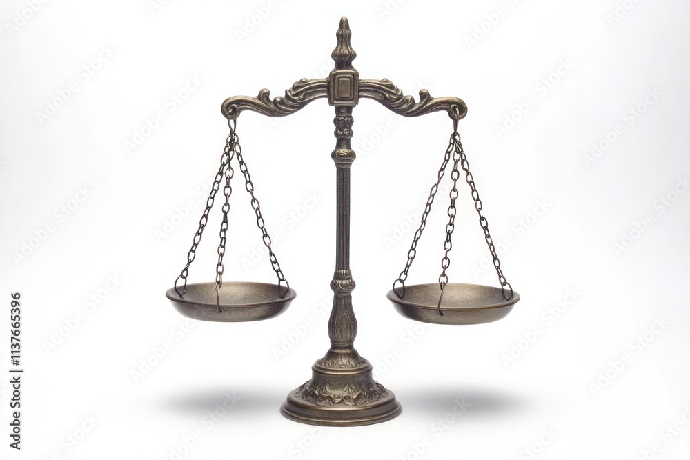 Antique bronze scales of justice on white background. Antique bronze scales of justice on white background.