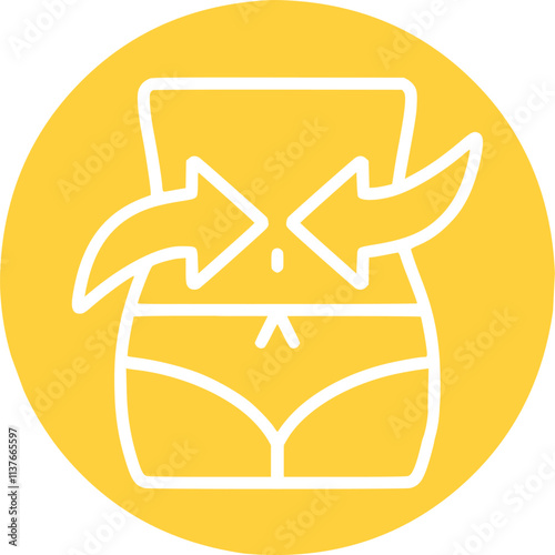Losing weight icon - diet, fitness or liposaction logo - fat woman body