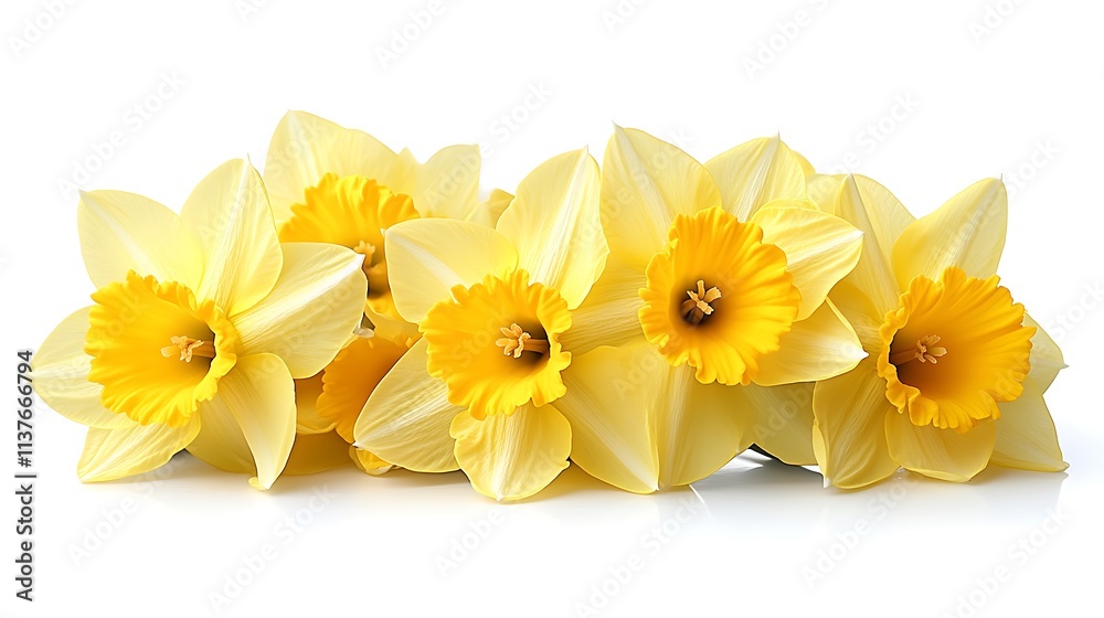 Lovely Yellow Daffodils Arranged in a Row Lovely Yellow Daffodils Arranged in a Row