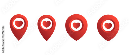 Heart map pointer icon in gradient style. Place marker with love sign symbol. Favorite location concept