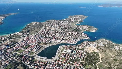 Dalyan Village drone view in Cesme Peninsula of Turkey photo