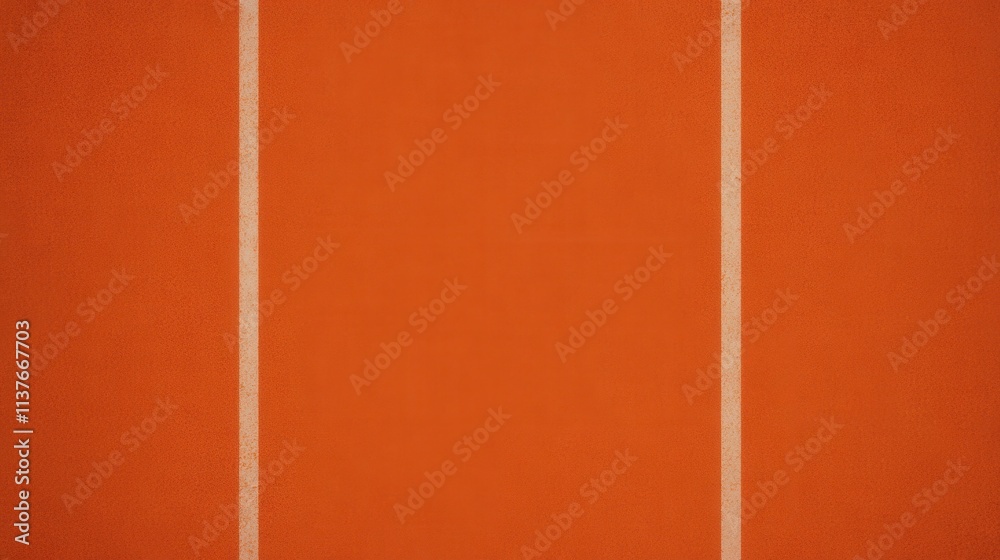 Fototapeta premium Orange Running Track Surface with White Lines - A Detailed View of Sports Facility