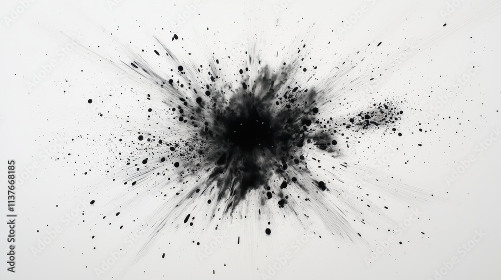 Schwarze Tintenexplosion auf Weiß Schwarze Tintenexplosion auf Weiß