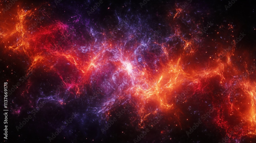 Naklejka premium Intensive rote Lichtlinien in Galaxieform