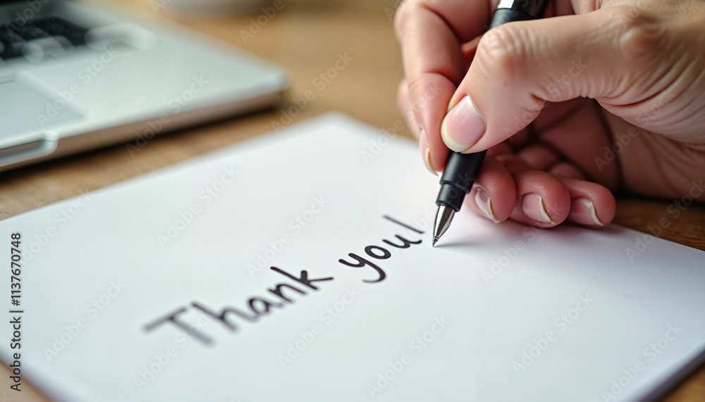Elegant thank you card with handwritten message Elegant thank you card with handwritten message