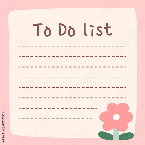 Cute to do list template. Kawaii design of daily planner, schedule or checklist. Perfect for agenda, planning, memo, notes, self-organization. Vector hand-drawn illustration. Stationery for children.