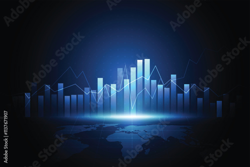 Business candle stick graph chart of stock market investment trading on white background design. Bullish point, Trend of graph. Vector illustration