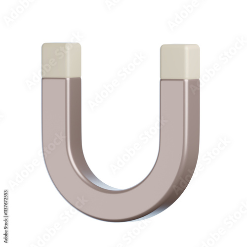 3D U-Shaped Magnet icon using a combination of brown and Pastel gray color