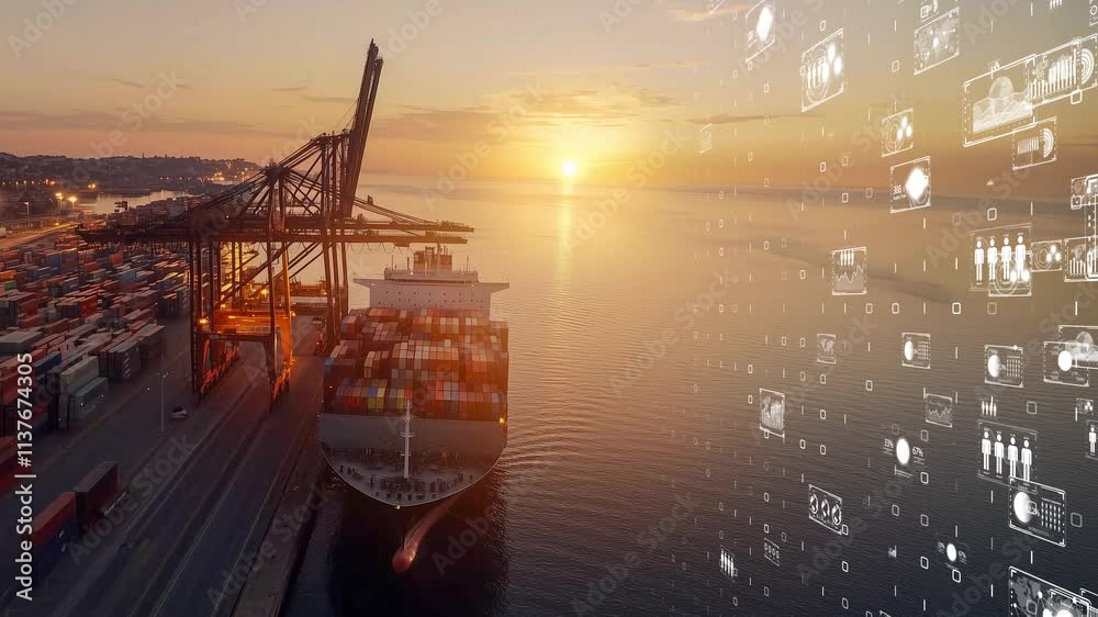 A futuristic logistics hub visual, global connectivity and trade efficiency
