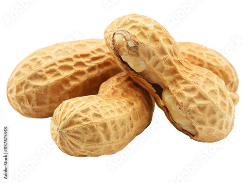 Macro of peanut isolated on white or transparent background


