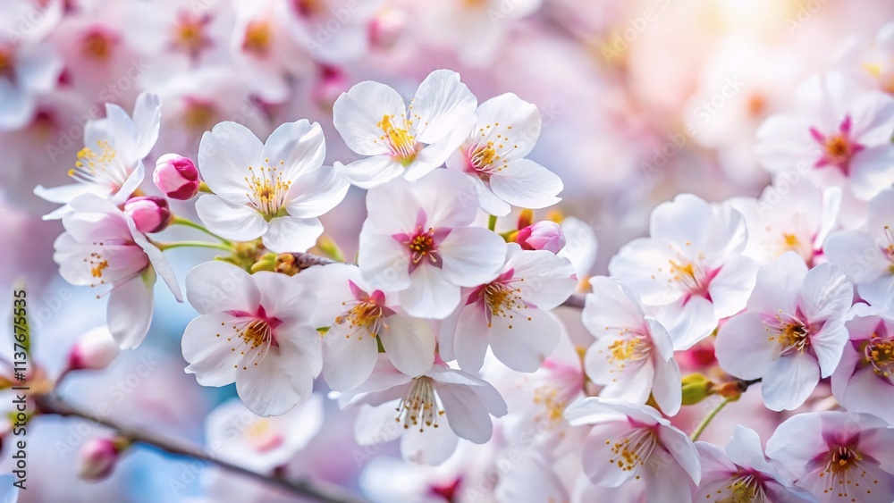 Macro Cherry Blossom Wallpaper: Japanese Spring Beauty, White Background, AI Art Macro Cherry Blossom Wallpaper: Japanese Spring Beauty, White Background, AI Art