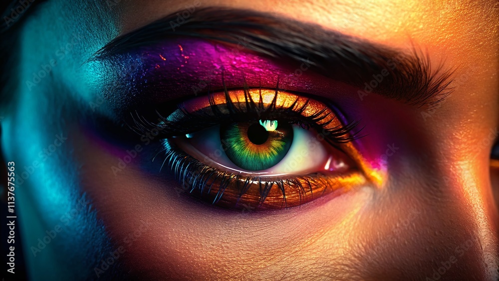 Stunning Close-Up Silhouette Eye Photography: Cosmetic Vision, Beautiful Woman's Eye Stunning Close-Up Silhouette Eye Photography: Cosmetic Vision, Beautiful Woman's Eye