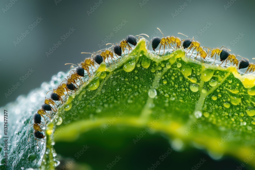 Naklejka premium The story - a fairy tale for children about ants, picking blackberries in the forest. Beautiful simple AI generated image