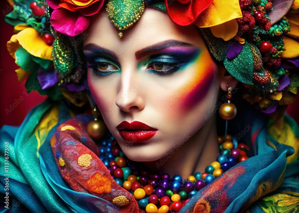 Macro Haute Couture Makeup: Vibrant Colors, Bold Details, Close-Up Fashion Photography Macro Haute Couture Makeup: Vibrant Colors, Bold Details, Close-Up Fashion Photography