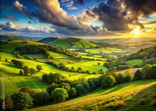 Stunning Green Panoramic Landscape Background - Nature Scenery, High Resolution, Green Background Images, Widescreen Wallpaper