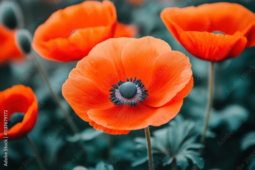Fototapeta premium Close-up tulips, 3D photo wallpaper with flowers.. Beautiful simple AI generated image