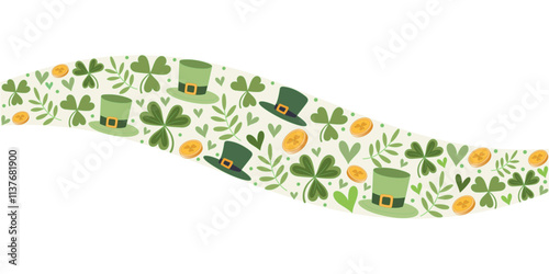 Vector pattern design set clover leaf coin hat for st patrick's day eps 2