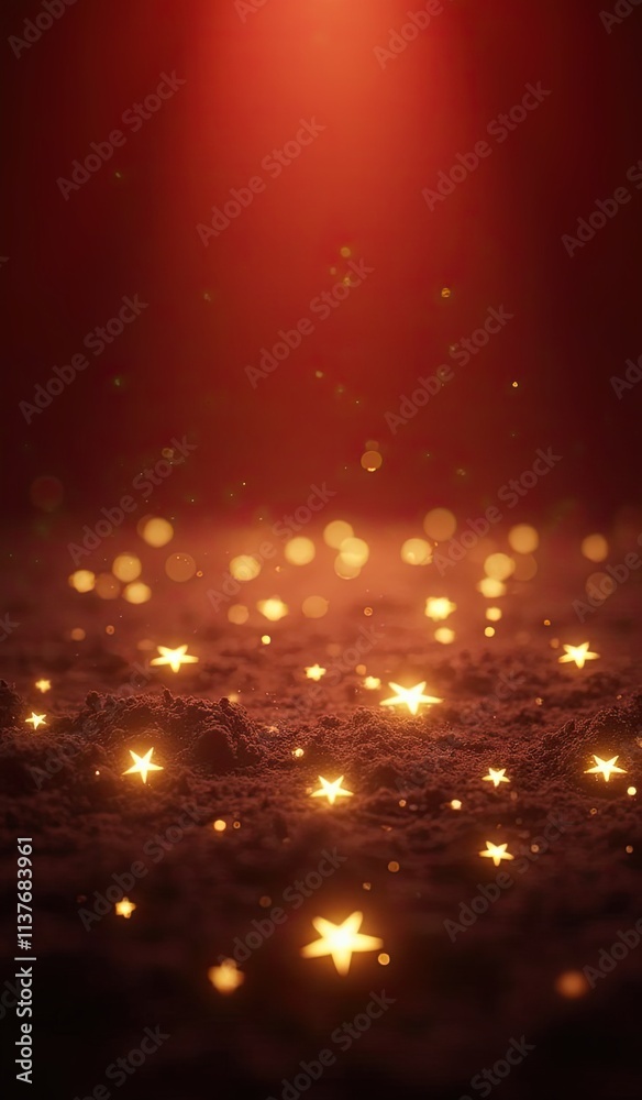Obraz premium A mesmerizing scene of glowing stars scattered across a dark textured surface