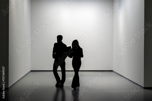 Wallpaper Mural Silhouette di coppia umo, donna in stanza bianca e vuota. Torontodigital.ca