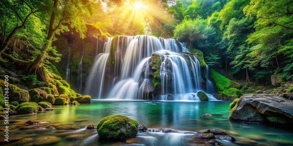 Stunning Waterfall Long Exposure Photography: Lush Nature, Serene Landscape, Majestic Cascades Stunning Waterfall Long Exposure Photography: Lush Nature, Serene Landscape, Majestic Cascades