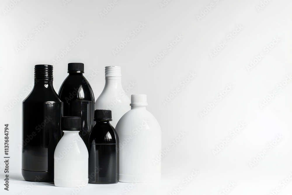 Product packaging showcase minimalist style bottles collection white background studio photography contemporary design Product packaging showcase minimalist style bottles collection white background studio photography contemporary design
